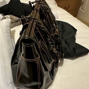 Fendi Large B bag in black patent leather